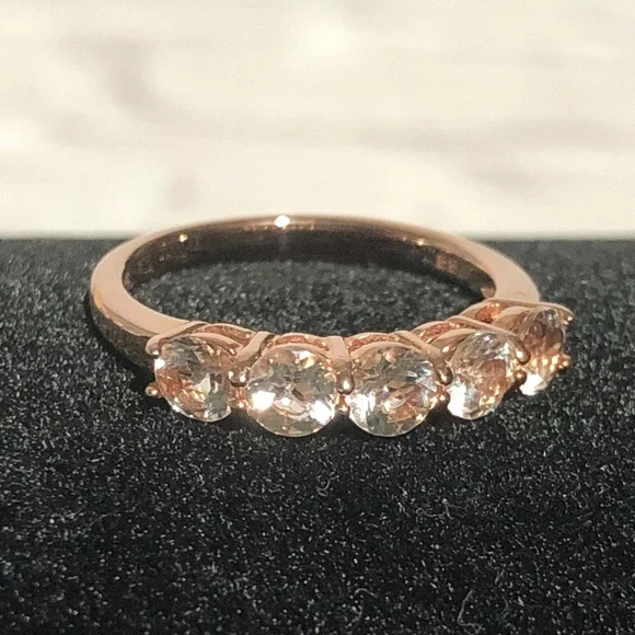 Estate Rose Gold 925 CZ Women's size 7 Ring 2.31g - Picture 2 of 9